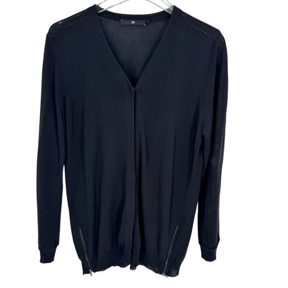 Jarbo Sweater Small Black 1 Cardigan Cotton Knit Hidden Button - Picture 1 of 7